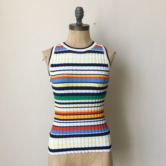 MILLY Striped Rib Knit Tank - Picture 2 of 7